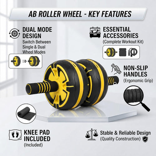 2‑in‑1 Silent TPR Ab Roller with Knee Pad
