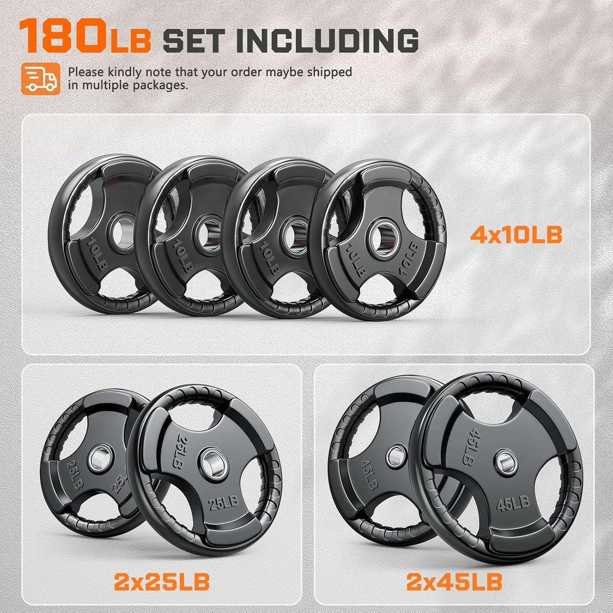 Three‑Grip Rubber Olympic Weight Plates