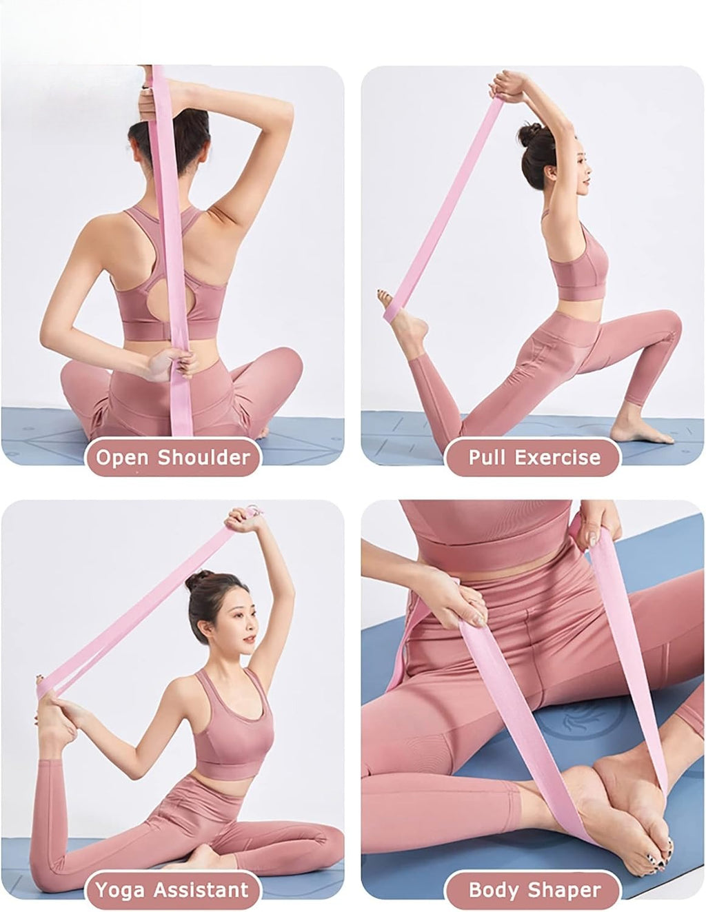 8Ft 240g Thick Cotton Yoga Strap D‑Ring