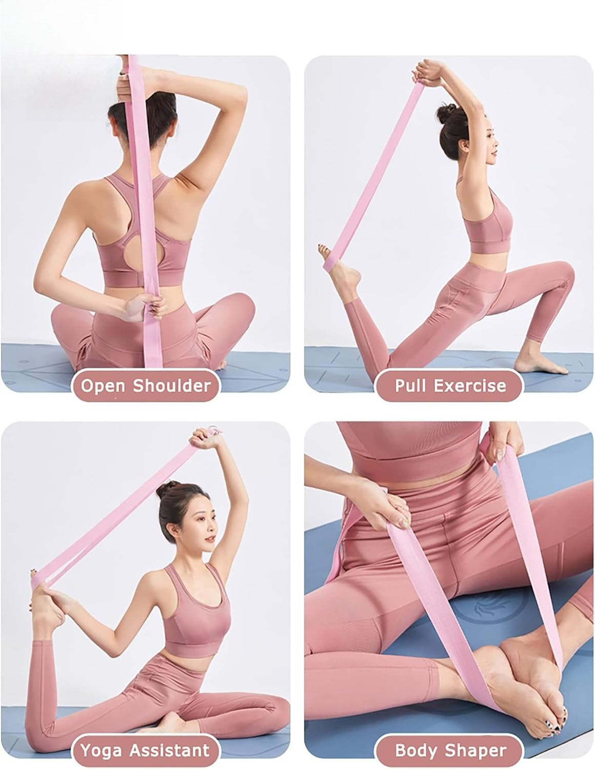 8Ft 240g Thick Cotton Yoga Strap D‑Ring