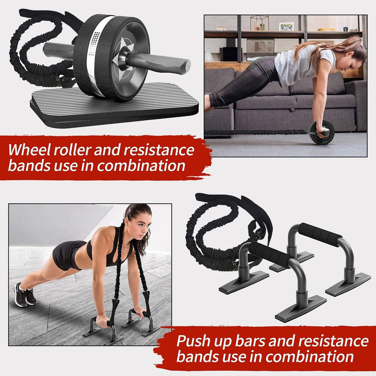 Ab Roller Wheel with 2 Knee Pads for Home Gym