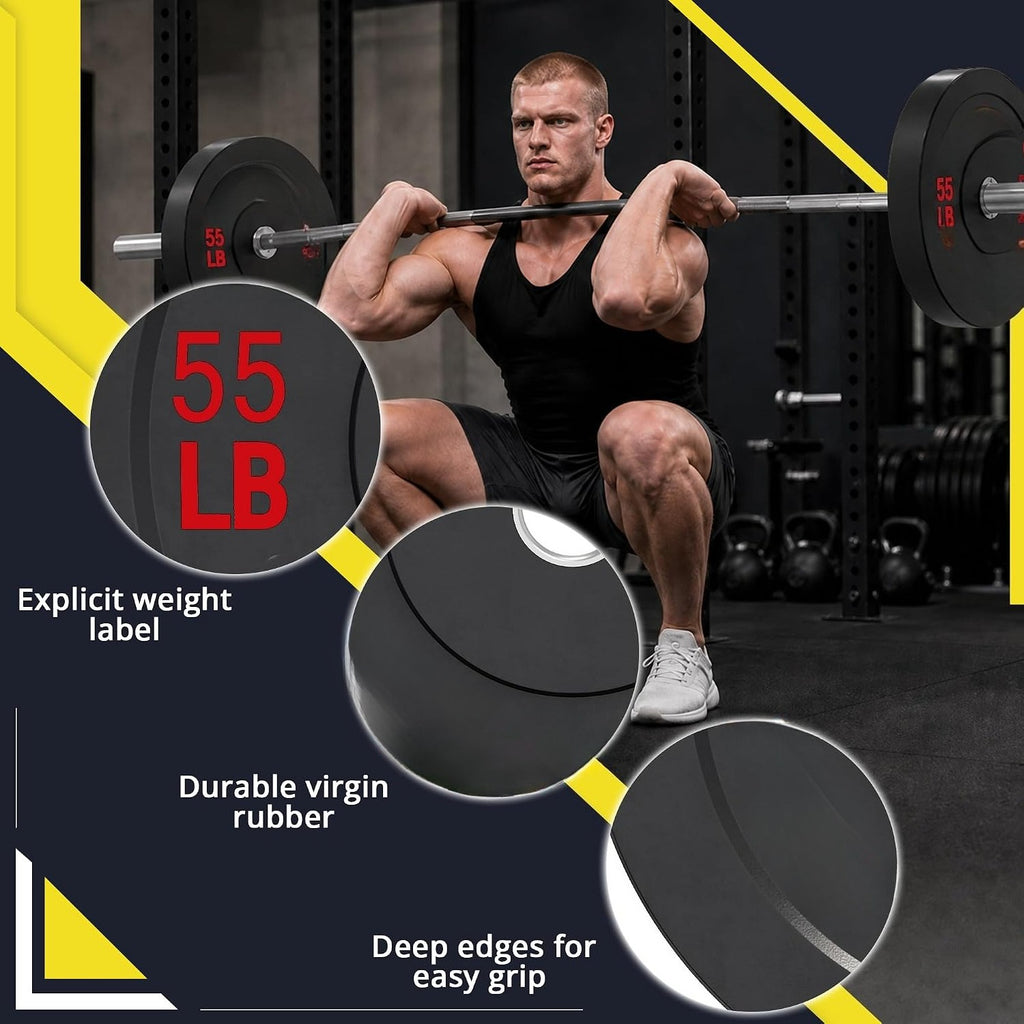 Colored Olympic Rubber Bumper Plates Set