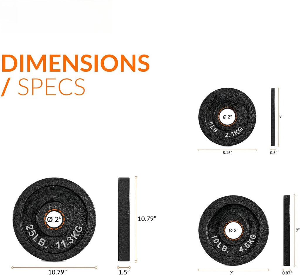 Black Classic Olympic Cast Iron Weight Plates Set
