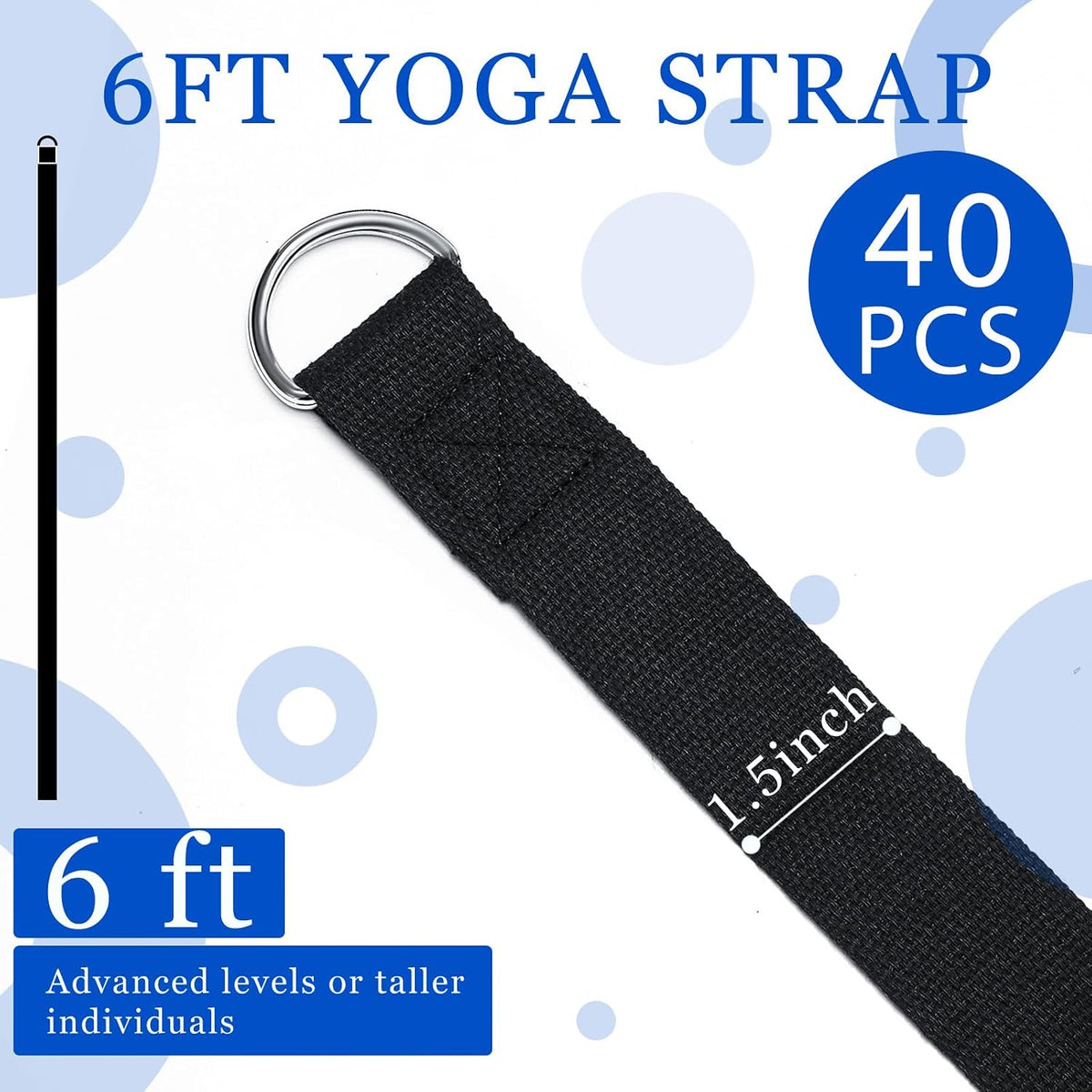 6Ft Non‑Elastic Leyndo Yoga Strap D‑Ring