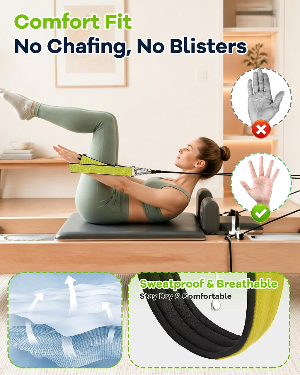 2‑Count Upgraded Pilates Double Loop Straps for Tonal