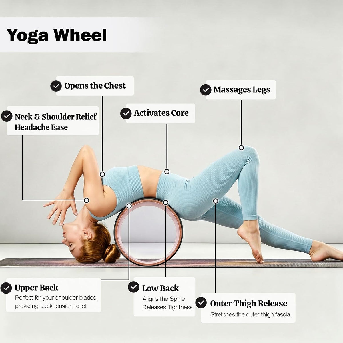 High‑Density PU Yoga Wheel for Back Pain Relief