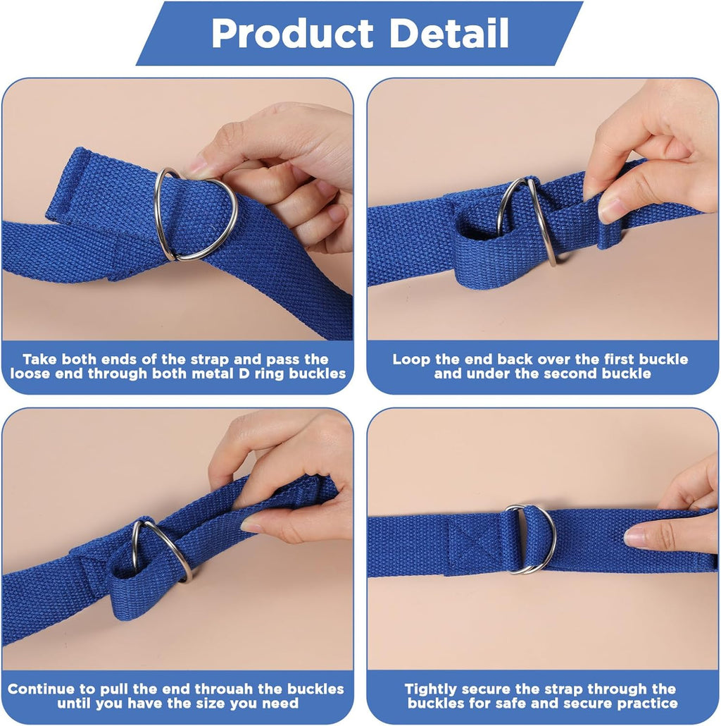 10Pcs Multicolor 8Ft Yoga Strap with Metal D‑Ring