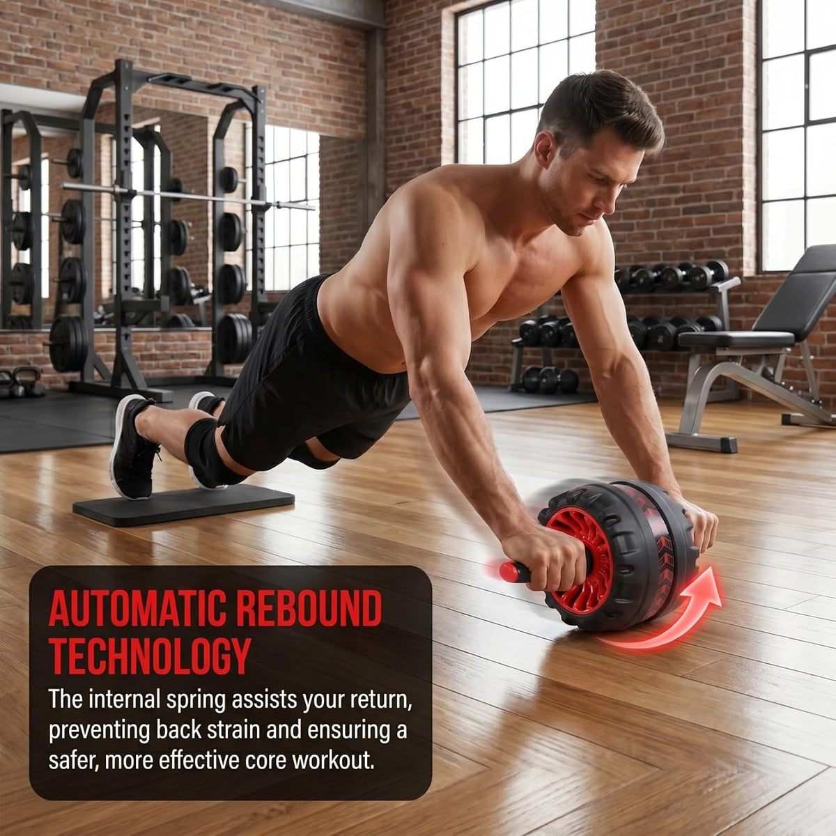 Anti‑Skid Ab Roller Wheel with Thickened Knee Pad