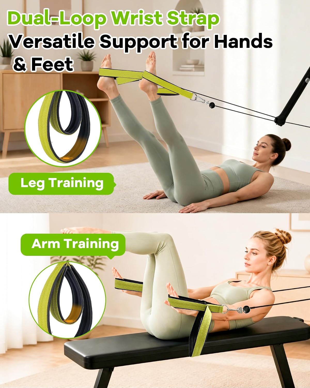 2‑Count Upgraded Pilates Double Loop Straps for Tonal