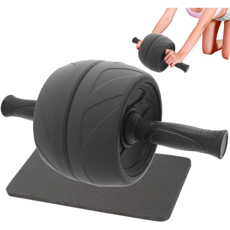 Black Extra‑Wide Ab Roller with Knee Pad