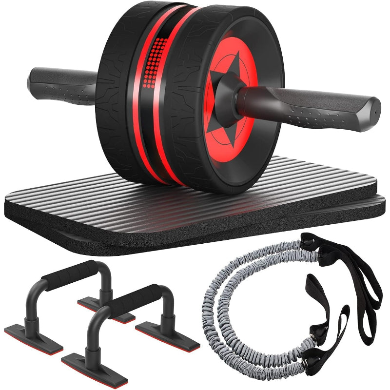 Red 6‑in‑1 EnterSports Ab Roller Kit