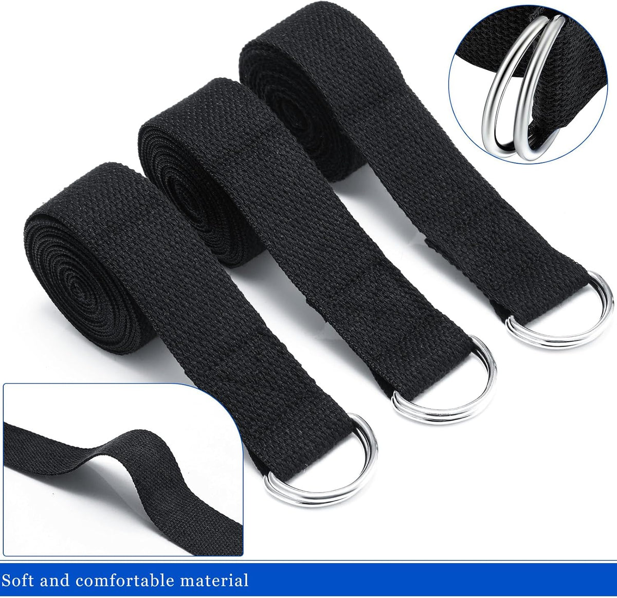 6Ft Non‑Elastic Leyndo Yoga Strap D‑Ring