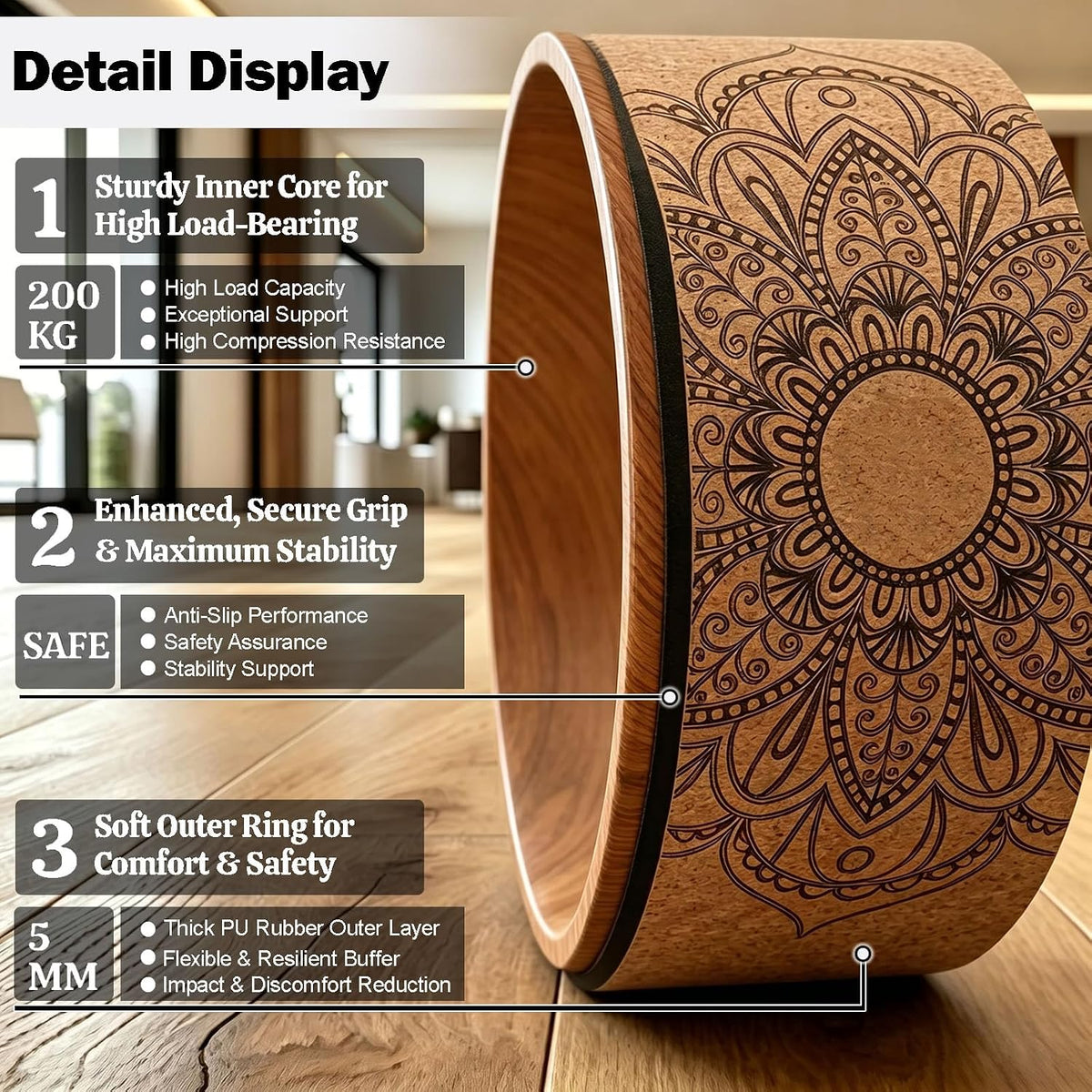 High‑Density PU Yoga Wheel for Back Pain Relief