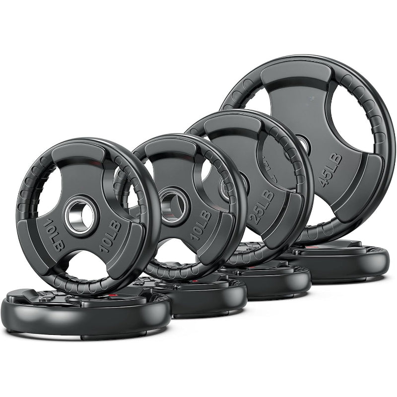 Three‑Grip Rubber Olympic Weight Plates
