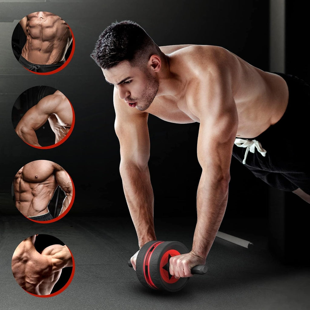 Red 6‑in‑1 EnterSports Ab Roller Kit