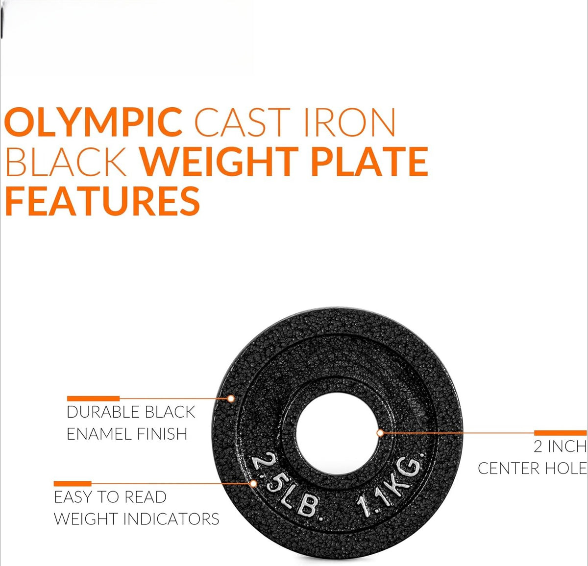 Black Classic Olympic Cast Iron Weight Plates Set