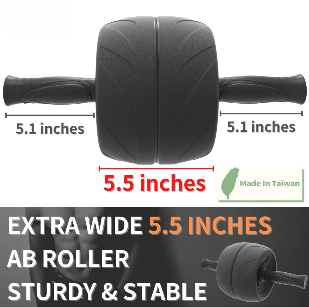 Black Extra‑Wide Ab Roller with Knee Pad