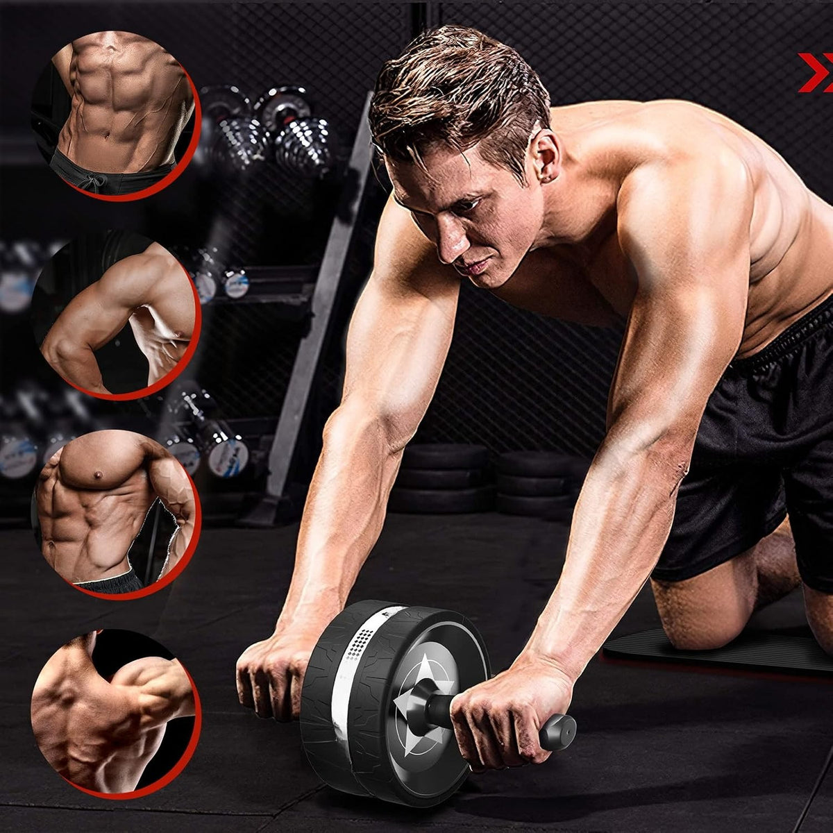 Ab Roller Wheel with 2 Knee Pads for Home Gym